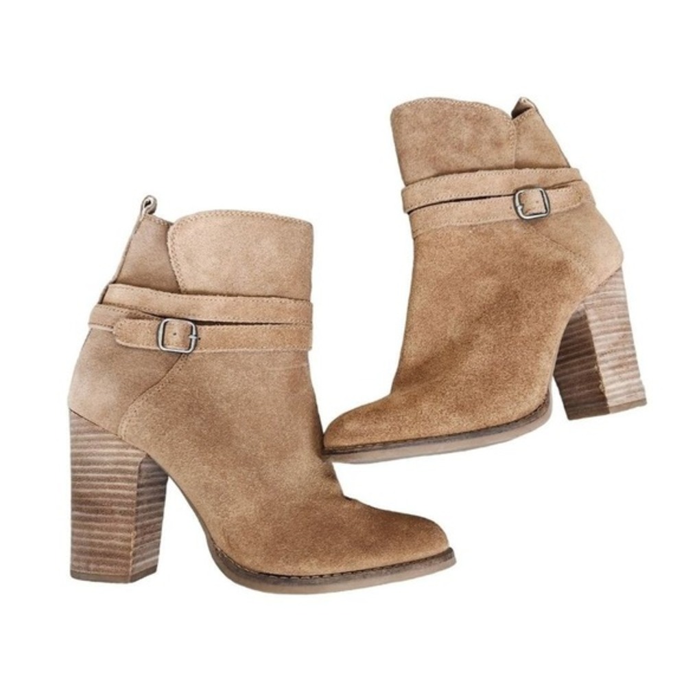 Lucky Brand Ankle Boots Latonya Beige Suede Women's Size 7M Shoes Leather